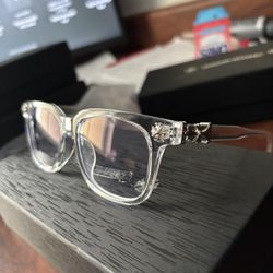 Clear/ Silver Chrome Heart Glasses
