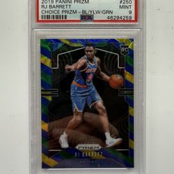 RJ Barrett PSA 9 2019-20 Panini Prizm Blue Yellow Green Choice Rookie RC #250