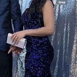 Blue Sequin Prom Dress  Size 4 