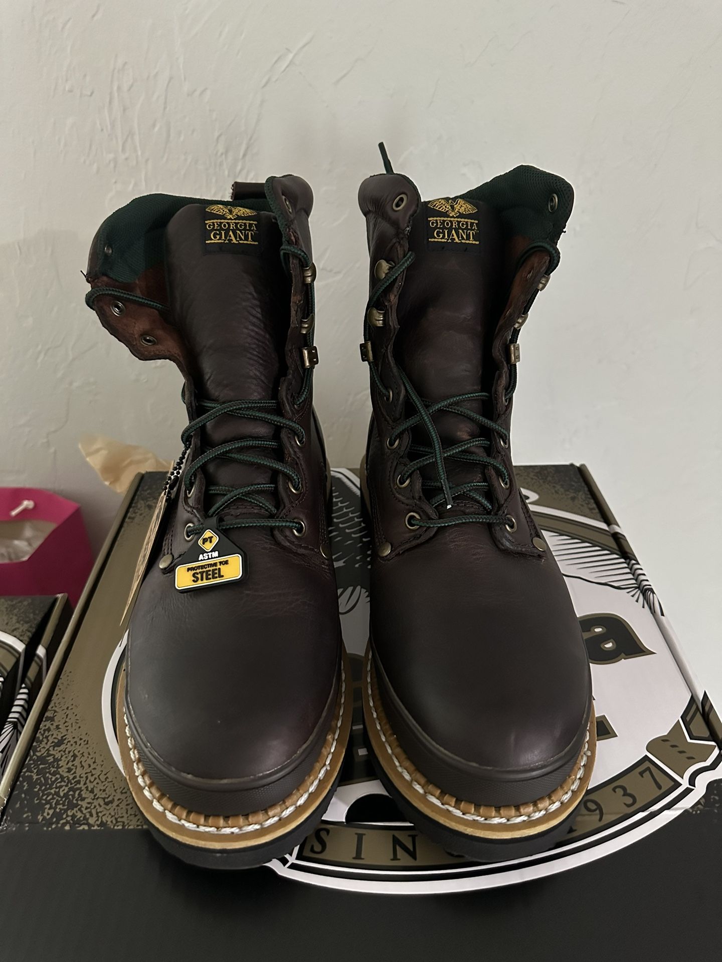 georgia boot men's lace-up giant safety toe work boots, 8 in.