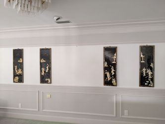 Asian framed art work, 4 pieces for wall decoration