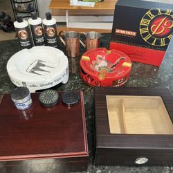 Cigar Humidors And Ashtray 