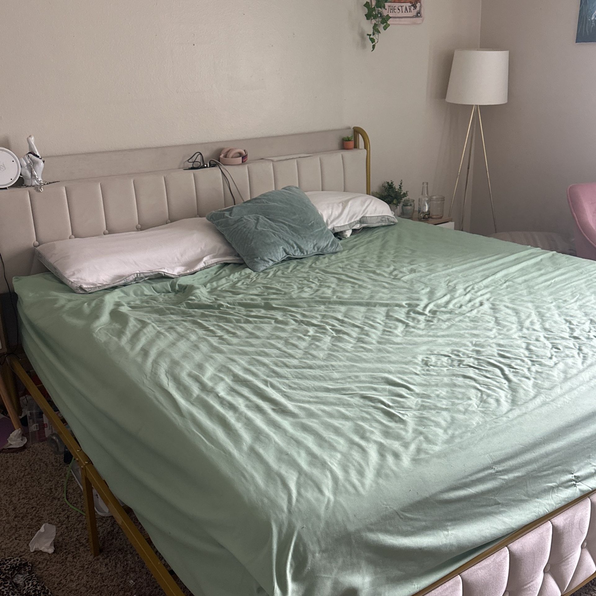 King Size Purple Mattress And Bed Frame