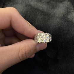 925 Silver Nugget Ring With Diamond Cut 