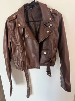 Windsor Brown Faux Leather Moto Jacket