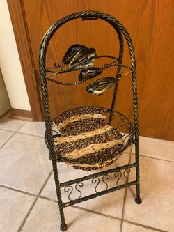 Decorative Metal and Wicker Basket Stand