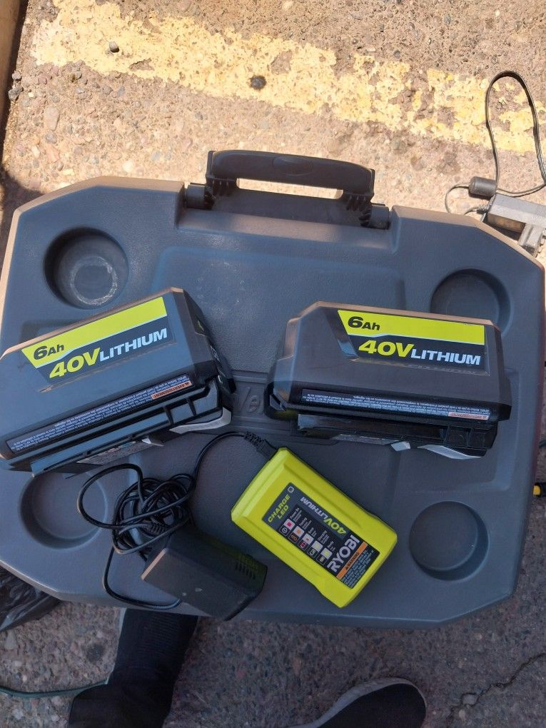 RYOBI 40V LITHIUM BATTERYS 6Ah AND CHARGER