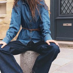 Belted Denim Shirt Zara