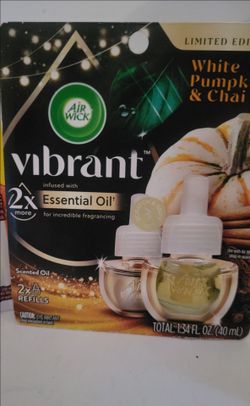 Air Wick Vibrant Plug-In Scented Oil Air Freshener Warmer Refills White Pumpkin & Chai  (2 Count) For $5