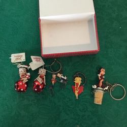 Lot Betty Boop Solid Pewter Bottle Stopper, Jingle Buddies, Key Chains