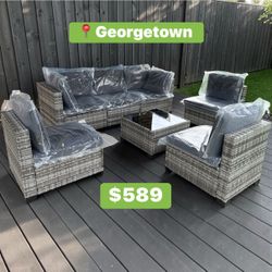 New inbox 7pc modular patio sectional with  cushions