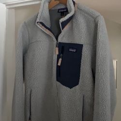 READ ENTIRE AD B4 MESSAGING Patagonia Women's Classic Retro-X® Fleece Navy Blue Grey size Large  retro  X Jacket WINDPROOF Vest