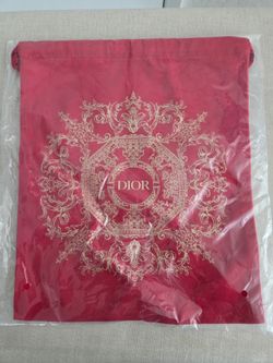 DIOR beauty gold red drawstring cosmetic pouch bag