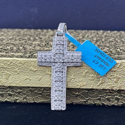 Sterling Silver Moissanite Cross Pendant 