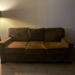 Brown pullout couch dog friendly