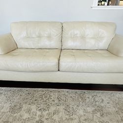 Off White (beige) Leather Couch (sofa, Loveseat )