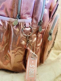 Rose Gold Quilted Unicorn Initial Backpack in the letter A