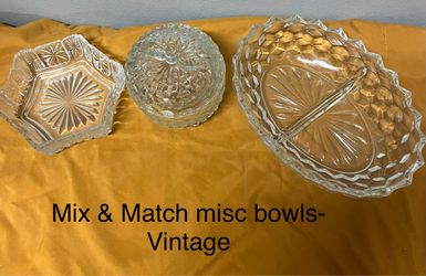 Vintage Clear Glass Pressed Glass Bowls Set of 3