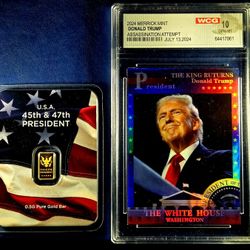 Fractional (.5g) Gold Bar In Assay, .9999 Fine W/2024 Gem Mint WCG Slab/Grad