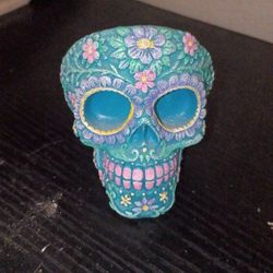 ASHTRAY FUJIMA POLYSTONE FLORAL SKULL 
