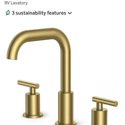 FORIOUS Brushed Gold Bathroom Sink Faucet 3 Hole, 2 Handles 8 Inch Widespread Bathroom Faucets, 360° Swivel Spout, with Pop Up Drain and Hoses, for Va