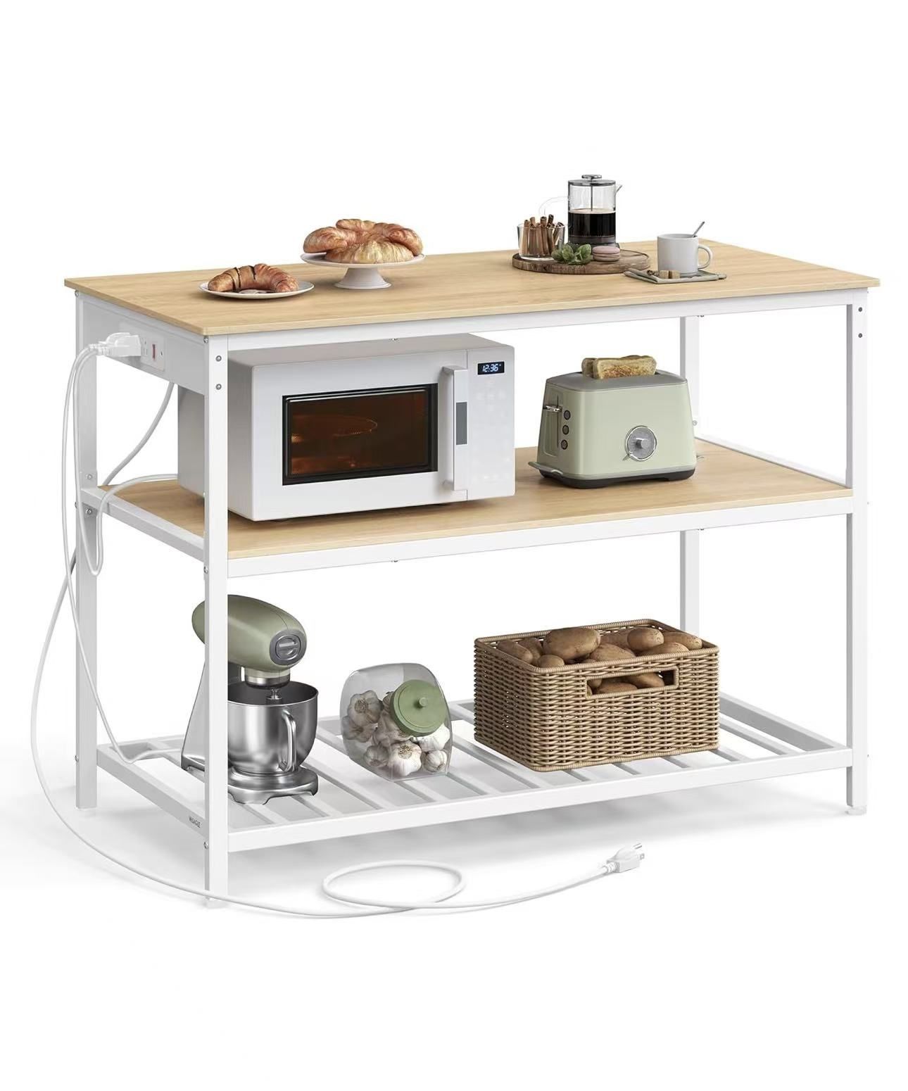 Kitchen Island with 3 Shelves