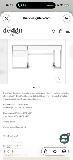 Modern White High Gloss Lacquer Desk with Chrome Base – 3 Drawers