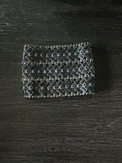 Silver Tone Mesh Cuff Bracelet, No Clasp, Rectangular Shape, Art Theme
