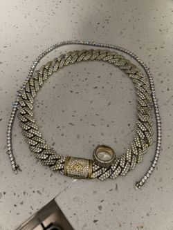 GLD Chain / Gld Pinky Ring / Tennis Necklace