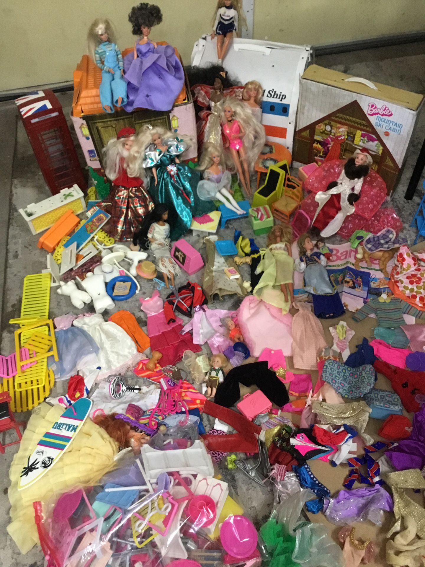Vintage Barbie Dolls, Furniture, Clothes, Airplane And House 1960 And 70s