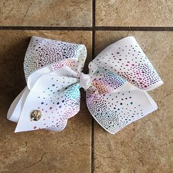 New. New without tags. JoJo Siwa White Bow with Rainbow Dots
