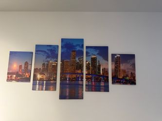 5-Panel City Skyline Canvas Wall Art