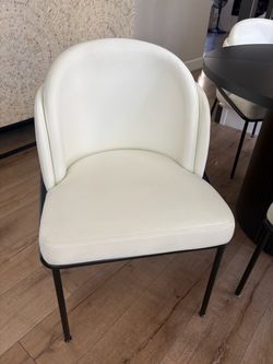Modern White Leather Dining Chair