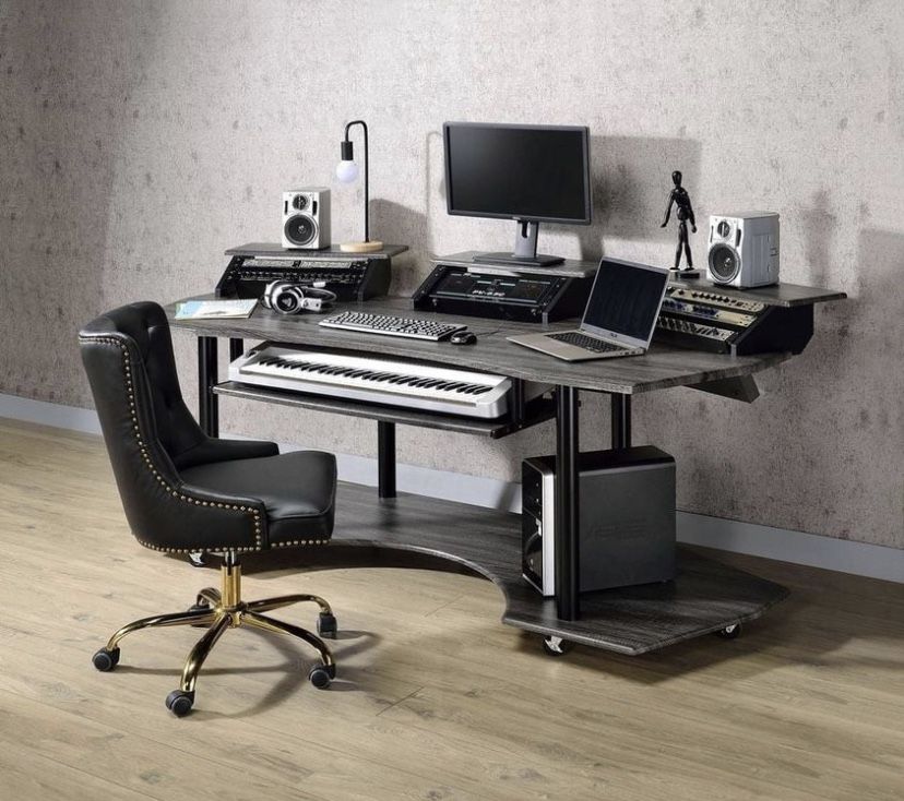 Brand New 83" Black Oak Computer Desk