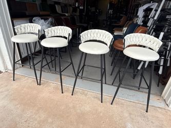 Clearance! Brand new set of four Bar height Bar stools only $150. 30 inches to the seat. Very classy and comfortable. Easy to clean. Also have lots of