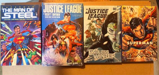 4 piece Hardcover Comic Books- Superman and Justice League hardcore comics - Brand New
