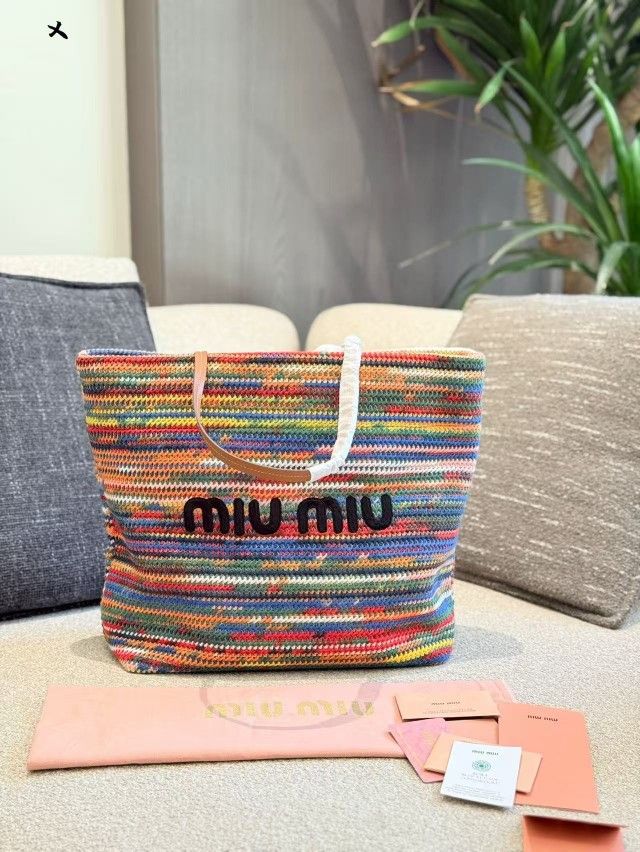 MiuMiu woven large bag summer versatile