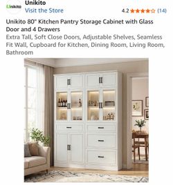 Storage Cabinet with glass and drawers