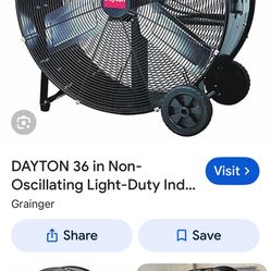DAYTON Circulating Fan: 36 in Blade Dia, 115V AC, Mobile, 1/2 hp, Direct Drive, Steel