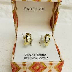 RACHEL ZOE CUBIC ZIRCONIA STERLING SILVER earrings brand new in box