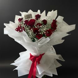 Red Roses Babies Breath