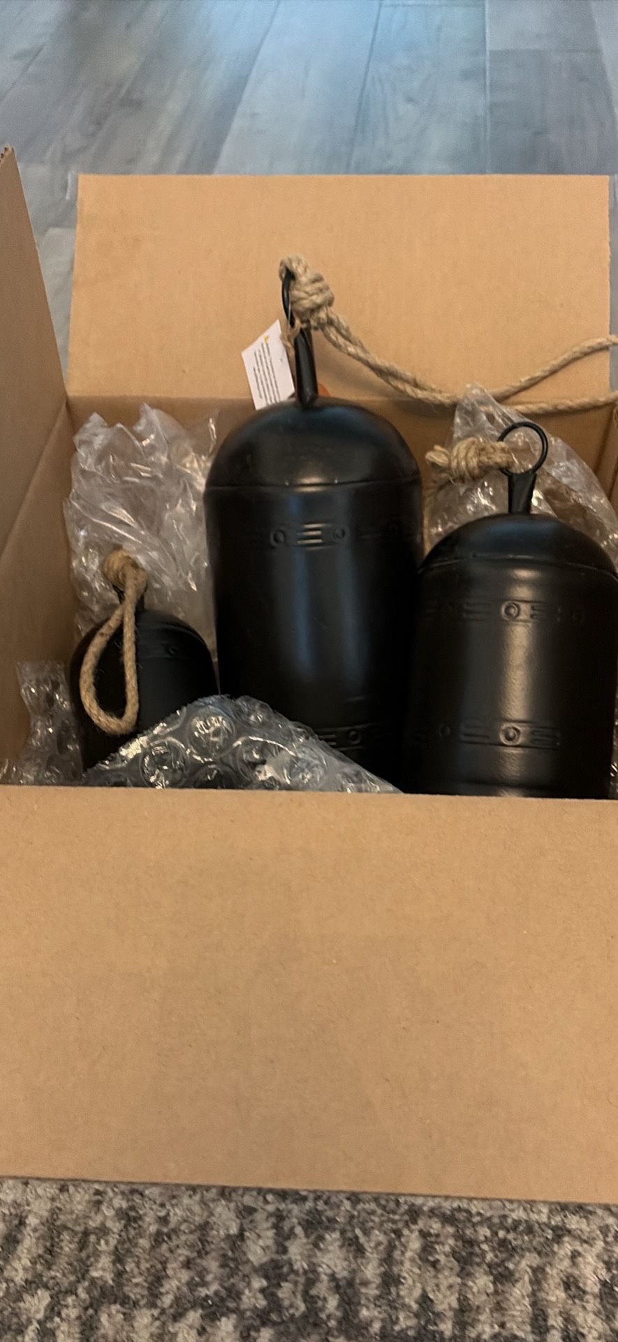 Metal bells with jute ropes - brand new!!!