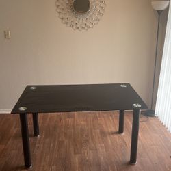 Black Glass Top Dining Table W/Chairs 