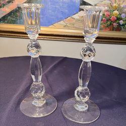 2 Candlestick Holders Made Of Glass