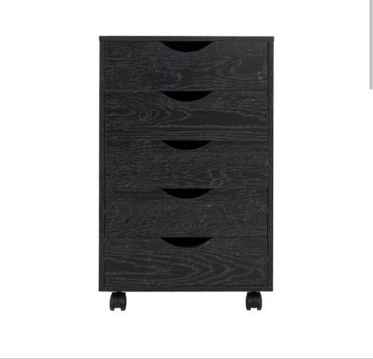 5-Drawer Distressed Black 26 in. H x 16 in. W x 16 in. D Wood Lateral File Cabinet
