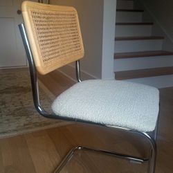 Modern Cane & Chrome Accent Chairs