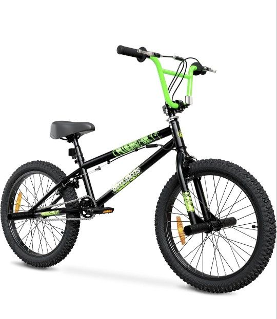 Brand New BMX Bike 20" Wheels - Hi Ten BMX Freestyle Bikes with 4 Pegs, Reflectors, Assembly Tools & Double U-Brakes - Black Teen Bike with Electric G