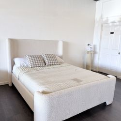 RH Inspired Modern Bed — Bouclé Upholstered Frame ( NEW)