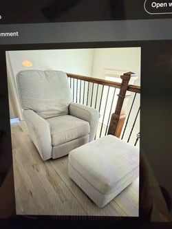 Gray Fabric Glider & Matching Ottoman