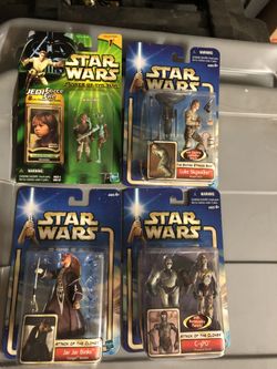 Star Wars Action Figures: Jar Jar Binks, C3PO, Luke Skywalker and young Anakin